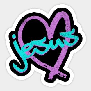 I Love Jesus Vintage 80's & 90's Blue and Purple Sticker